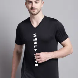 Friskers Typography Printed V-Neck Short Sleeve Slim Fit Regular T-shirt-image-18