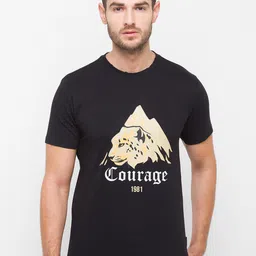 GIORDANO Men Black Printed Slim Fit Cotton T-shirt-picture-39