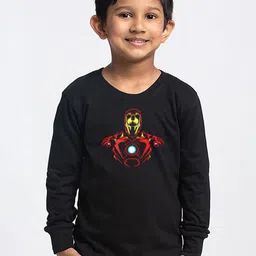 Friskers Boys Black Printed Applique Slim Fit T-shirt-picture-16