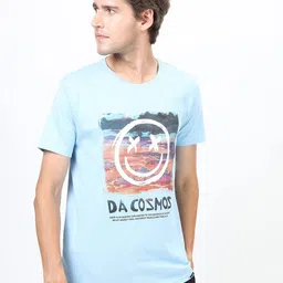 HIGHLANDER Men Blue Printed Applique Slim Fit T-shirt-picture-33