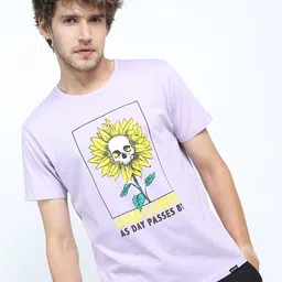 HIGHLANDER Men Lavender & Yellow Printed Slim Fit T-shirt-picture-36