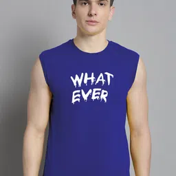 Friskers Typography Printed Sleeveless Pure Cotton Slim Fit T-shirt-picture-38