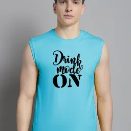 FBAR Typography Printed Sleeveless Slim Fit Pure Cotton T-shirt image 1