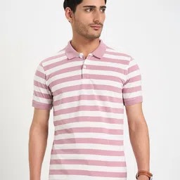 Peregrine by Pantaloons Men Striped Polo Collar Cotton Slim Fit T-shirt-picture-24