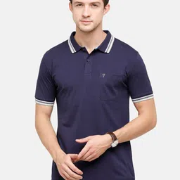 Classic Polo Men Navy Blue Polo Collar Slim Fit T-shirt-picture-10