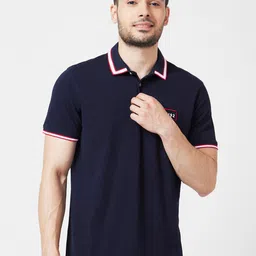 SPYKAR Polo Collar Slim Fit Indigo Cotton Casual T-Shirt image 1