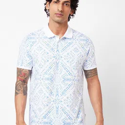 SPYKAR Geometric Printed Polo Collar Slim Fit T-shirt-picture-34