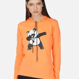 BASE 41 Women Orange Printed Slim Fit T-shirt-image-43