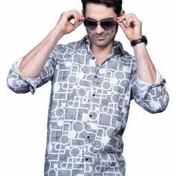 ALMATY Comfort Abstract Printed Cutaway Collar Slim Fit Cotton Casual Shirt-picture-12