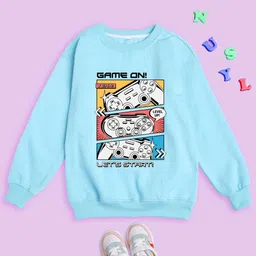 NUSYL Kids Graphic Printed Oversized Fleece Sweatshirt-picture-33