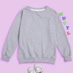 NUSYL Unisex Kids Ribbed Fleece Oversized Pullover Sweatshirt-picture-21