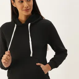 Campus Sutra Women Black Hooded Sweatshirt-picture-28
