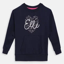 ELLE Girls Navy Blue & White Printed Sweatshirt-image-95