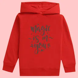 NUSYL Girls Typography Printed Hooded Fleece Sweatshirt-image-27