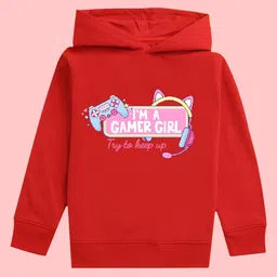 NUSYL Girls Typography Printed Hooded Neck Long Sleeve Fleece Pullover Sweatshirt-picture-13