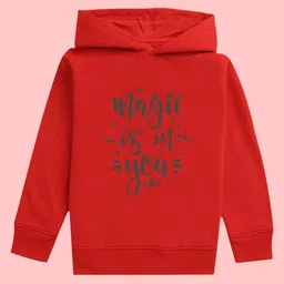 NUSYL Girls Typography Printed Hooded Neck Long Sleeve Fleece Pullover Sweatshirt-picture-34