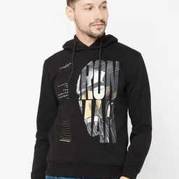 Octave Men Black & White Printed Hooded Sweatshirt-picture-15