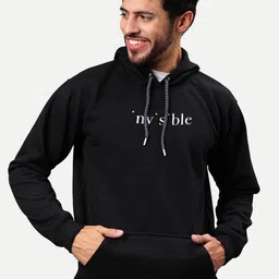 Mad Over Print Typography Printed Hooded Fleece Pullover image 1