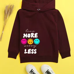 NUSYL Unisex Kids Burgundy Printed Hooded Sweatshirt-picture-23