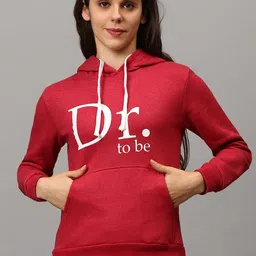 Campus Sutra Women Maroon Typography Printed Cotton Hooded Sweatshirt-picture-36