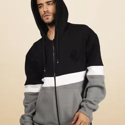 WEARDUDS Colourblocked Hooded Cotton Oversized Sweatshirt-picture-42