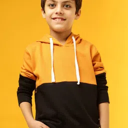 Instafab Boys Colourblocked Cotton Hood Pullover Sweatshirt-picture-29