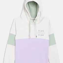 METTLE Girls Purple Colourblocked Hooded Fleece Sweatshirt-picture-29