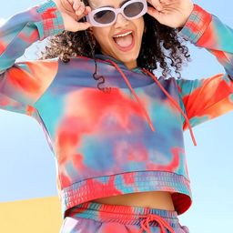 Tokyo Talkies Womens multicolor Tie & Dye Printed Hooded Sweatshirt-picture-47