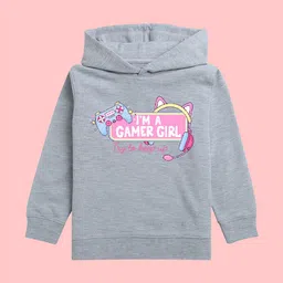 NUSYL Girls Typography Printed Fleece Hooded Sweatshirt-image-46