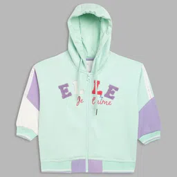 ELLE Girls Green & Purple Brand Logo Hooded Sweatshirt image 1