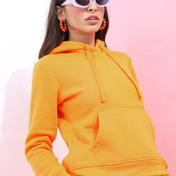 Tokyo Talkies Women Orange Hooded Sweatshirt-image-28