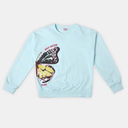 R&B Girls Graphic Embellished Round Neck Cotton Pullover Sweatshirt-picture-3