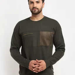 Club York Men Olive Green Solid Sweatshirt-image-62