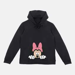 Disney by Wear Your Mind Girls Black Minnie Mouse Printed Hooded Sweatshirt-picture-54