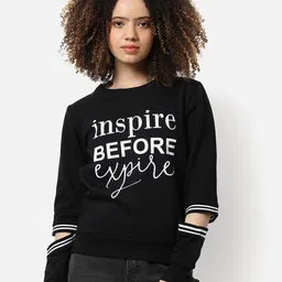 Campus Sutra Women Black Printed Sweatshirt-picture-33