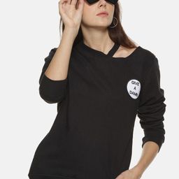 Campus Sutra Women Black Cotton Sweatshirt-picture-46