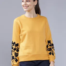Tokyo Talkies Women Mustard Yellow Solid Sweatshirt-picture-8