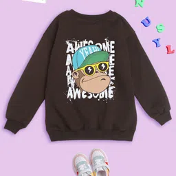 NUSYL Kids Graphic Printed Oversized Fleece Sweatshirt-picture-31