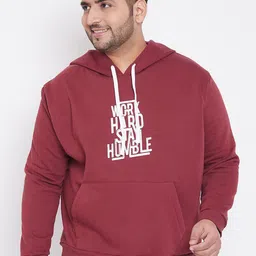 Instafab Plus Men Maroon Printed Hooded Sweatshirt-picture-14