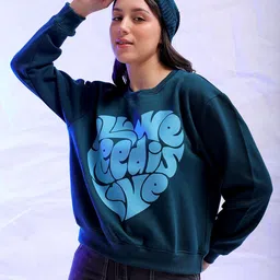 Freehand by The Indian Garage Co Women Green Printed Sweatshirt-picture-22