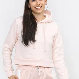 Tokyo Talkies Women Pink Solid Hooded Sweatshirt-image-74