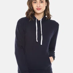 Campus Sutra Women Blue Hooded Sweatshirt-picture-38