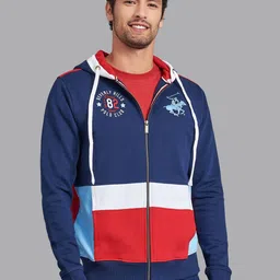 Beverly Hills Polo Club Men Navy Blue Colourblocked Hoodie Sweatshirt-picture-39
