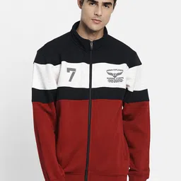 Octave Men Maroon Colourblocked Sweatshirt-image-60