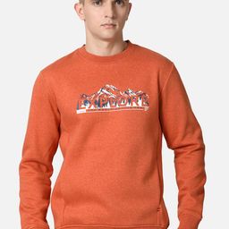 t-base Men Rust Typography Printed Cotton Pullover Sweatshirt-picture-35