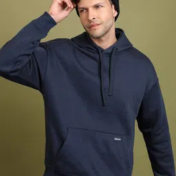 HIGHLANDER Navy Blue Hooded Oversized Sweatshirt-image-94