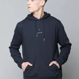 JUNK de LUXE Men Navy Blue Organic Cotton Hooded Sweatshirt-image-1
