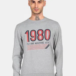 Flying Machine Men Grey Printed Sweatshirt-image-51