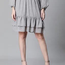 Oxolloxo Self Design Above Knee Length Tiered Skirt-image-39