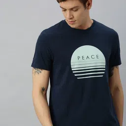 HRX by Hrithik Roshan Men Navy Blue Printed Bio-Wash Yoga Tshirt-picture-34